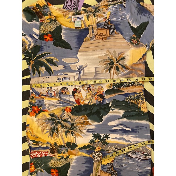 Vintage Reyn Spooner Hawaiian Shift Dress, Tourist TPA Airline Print, size XS-S - Picture 9 of 12